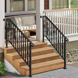 Matte Black Outdoor 4-<b>Level</b> Iron Handrail Replace 22762521 Assistive Devices - Product Image 4