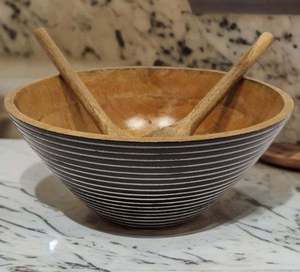 Tazón de Madera de Acacia y Mango de Primera Calidad, Tamaño Personalizado, Hecho a Mano, Clásico, Ecológico, Plato para Servir, para Fiestas, Ensaladas, Frutas, J N - Product Image 5