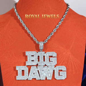Big Dawg <b>Iced</b> <b>Out</b> Pendant Necklace 925 Silver Rope <b>Chain</b> Rhodium Plated Letter Charm for Men Unisex Gift - Product Image 1