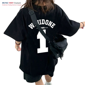 Vietnamien en gros 2025 Collection d'été classique 100% coton cou 3D bouffant impression T-Shirts blanc uni grande taille écologique - Product Image 3