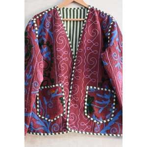 Chaqueta de Algodón Tejido Transpirable con Bordado Boho Khambadiya, Abrigo Vintage Hecho a Mano con Parches para Mujer - Product Image 3