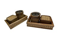 Ensemble de boîtes à encens hexagonales tissées en bois d'acacia de haute qualité, écologiques, brûleur d'encens d'aromathérapie, Madkhan arabe, pour la maison et la religion
