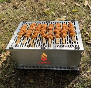 Latest Stainless Steel Outdoor Camping Foldable Charcoal BBQ Grill Portable <strong>Barbeque</strong> with Open Window and Planch - Product Image 2