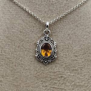 Pendentif Citrine en Argent Sterling 925, Pierre Précieuse Jaune, Pierre de Naissance de Novembre, Bijou Artisanal de Guérison, Cadeau - Product Image 4