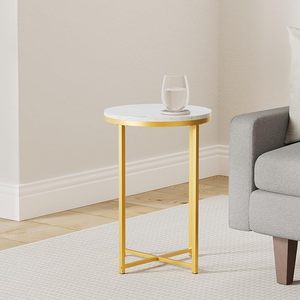 <b>Round</b> End <b>Table</b> with Faux Marble Top Metal Frame Accent Side <b>Table</b> for Living Room Bedroom Sofa Side Coffee <b>Table</b> - Product Image 2