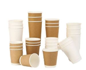 Gobelets en papier kraft/blanc à paroi simple, jetables, pour boissons chaudes, usage industriel - Product Image 2