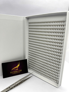 Extensiones de Pestañas Pre-fabricadas Vietnam 8D con Base Puntiaguda, Unidas por Calor, Fans Sueltos Premade, Cachemira Negro Mate, Caja Grande - Product Image 6