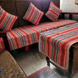 Funda de sofá tejida a mano con diseño jacquard para sofá de 3 plazas con juego de 3 fundas de cojín, juego de fundas de sofá tejidas a mano. - Product Image 5