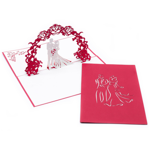 Fabricante OEM/ODM, Tarjeta de Felicitación 3D Pop-up con Diseño de Pareja en Arco de Boda, Estilo Romántico, Hecha a Mano, de Lujo, Venta al Por Mayor - Product Image 1