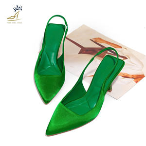 Sandalias Slingback de Tacón de Aguja con Soporte de Tobillo y Puntera de PU, de Tela Tweed, Fabricadas en Vietnam, con Tiras de Papel Premium - Product Image 1