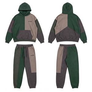 Ensemble de survêtement décontracté color block avec sweat à capuche et pantalon cargo pour homme, tenue de jogging 2 pièces streetwear légère, logo personnalisé, vente en gros OEM - Product Image 4