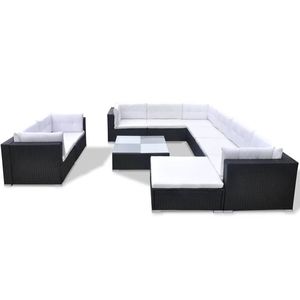 Juego de 10 Muebles de Patio en Negro y Blanco Crema - Product Image 2