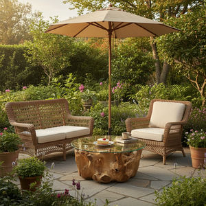 Mesa de Centro de Raíz de Teca Premium, Rústica, Moderna, Ecológica y Duradera, con Tapa de Vidrio Templado, Muebles de Sala Hechos a Mano, de Lujo - Product Image 6