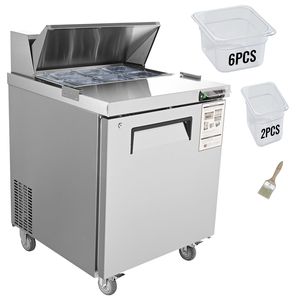 7,42 Cu. Tavolo refrigerato commerciale per preparazione insalate, 28 pollici, con porta singola, in acciaio inox - Product Image 1