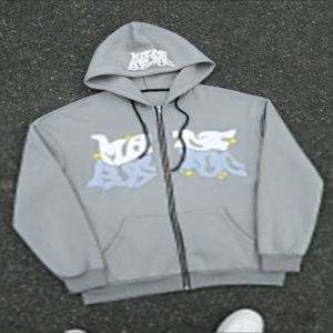 Sweat-shirt à capuche zippé en coton épais pour homme, brodé, coupe oversize, style streetwear, collection automne, vente en gros - Product Image 1