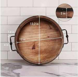 Plateau en bois naturel magnifique avec poignées, idéal pour servir les aliments, cadeau de mariage ou de pendaison de crémaillère, choix idéal - Product Image 4