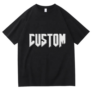 T-shirt à manches courtes noir pour homme, coupe classique, jersey de coton, col rond, imprimé graphique, style décontracté - Product Image 1