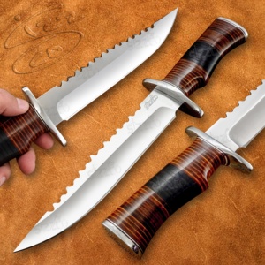 Cuchillo Bowie de Acero D2 SIZZCO Hecho a Mano Personalizado OEM, Cuchillo de Caza y Supervivencia al Aire Libre, Hoja Fija Táctica, Mango de Cuero, Regalo Ideal - Product Image 1
