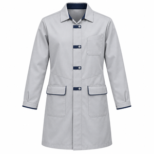 Blouse Médicale Gris Pâle Marine à Boutons-Pression, Uniforme de Laboratoire Personnalisé, Vente en Gros, Tenue de Travail Unisexe pour Professionnels de Santé, Idéale pour Cliniques et Équipes - Product Image 1