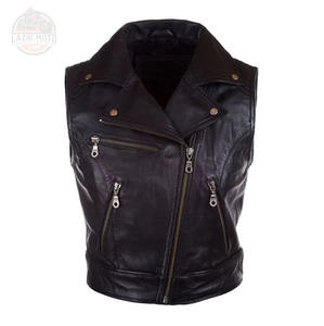 Vêtements de sport personnalisés de haute qualité, vestes de moto élégantes, coupe-vent, en cuir de vache véritable, sans manches, avec protections homologuées CE - Product Image 1