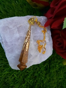 Venta al por mayor Natural Scolecite ágata péndulo hecho a mano tallado cristal piedra preciosa con tapa de metal para Chakra Reiki curación - Product Image 5