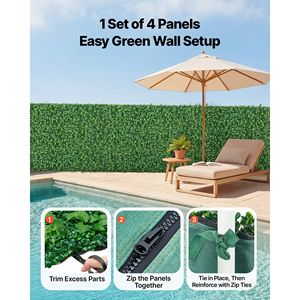 4 Pannelli di Bosso Artificiale 2 x 8 piedi, Siepe Decorativa per Privacy e Protezione Solare, Piante Artificiali Verdi - Product Image 4