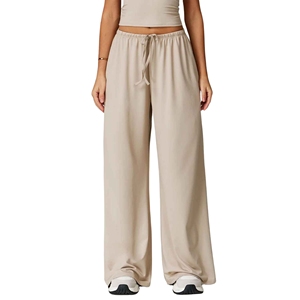 Pantalones de Oficina de Verano para Mujer, Cómodos, de Tela Elástica, Cintura Elástica, Corte Recto, Frente Plano, con Logotipo Estampado - Product Image 6