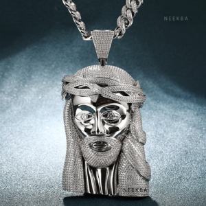 Oversized Jesus Pendant - Moissanite Jesus Face Pendant in 925 Sterling Silver Iced Out Statement Diamond Look Religious Pendant - Product Image 6
