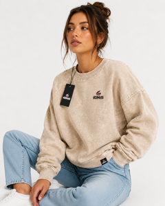 Sudadera de Mujer con Efecto Desgastado, Corte Holgado, Cuello Redondo, Estilo Vintage, Cómoda, Manga Larga, para Uso Diario, Informal y a la Moda - Product Image 4