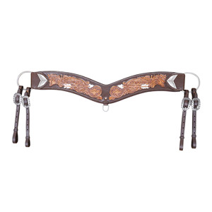 Collar de pecho Western Tripping con flecha de flor silvestre y correas de cuero crudo - Product Image 1