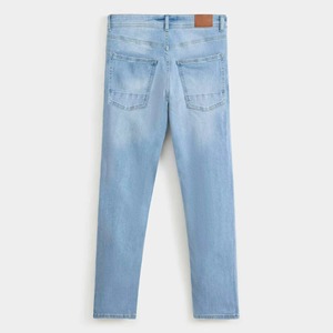 <b>Light</b> Blue Denim Jeans Men's Slim Tapered Fit Pants Faded Wash Comfortable Casual <b>Trousers</b> Modern Style Fashionable - Product Image 3