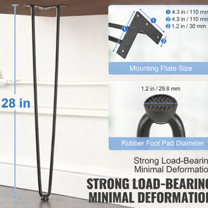 4Pcs Desk Legs Metal Furniture Legs 28" Industrial Hairpin Table Legs Heavy Duty 2 Rod Metal Furniture Legs EDPTBL011 - Product Image 5