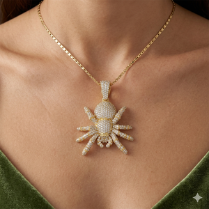 Colgante de araña tarántula con diamantes cultivados en laboratorio, estilo hip hop, para hombre, de plata 925 chapada en oro, collar personalizado, amuleto para fiesta - Product Image 3