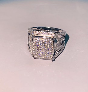 Square Moissanite <b>Ring</b> Full Pave Bling Band 925 Sterling Silver Diamond Jewelry Mens Hip Hop <b>Ring</b> <b>Iced</b> Out Statement <b>Ring</b> - Product Image 1