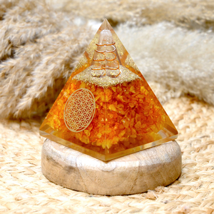 ALIZA AGATE EXPORTS Handmade Citrine Nubian Orgone Pyramid 7x9cm Natural Gemstone Chips <b>Orgonite</b> Crystal Meditation Home Decor - Product Image 1