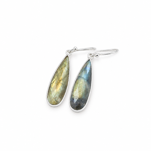 Natural Labradorite <b>Earrings</b> 925 Sterling <b>Silver</b> <b>Long</b> Teardrop Dangle Blue Flash Gemstone Handmade Jewelry - Product Image 4