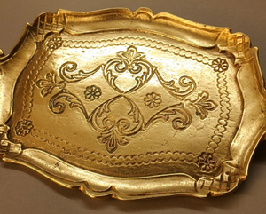 Ornamental Vintage Aluminium metal Serving Tray with Handles Golden Platter for Christmas <b>Table</b> <b>Display</b> Home Decor <b>Coffee</b> Tray - Product Image 2