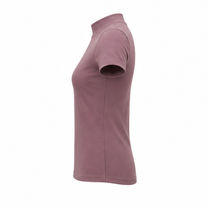 Camiseta de Manga Corta para Mujer, Color Malva, Corte Moderno y Ajustado, Cuello Redondo Simulado, Tejido de Punto Acanalado Suave, Jersey de Algodón, Personalizable - Product Image 1