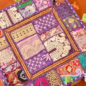 Coussins de sol bohème Housse de coussin décorative Coussin Sari Patchwork - Product Image 6
