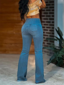 Jean en denim pour femme, style western délavé Y2K, coupe droite, taille haute, extensible, tailles S-XXL, streetwear, printemps-été, décontracté, en promotion - Product Image 5