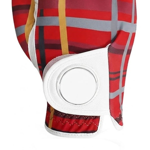 Gant de golf respirant pour droitier, blanc et rouge, en cuir de chèvre, antidérapant, fermeture à enfiler, unisexe, sport - Product Image 5