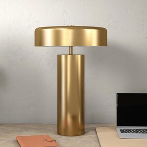 Luxury Gold Metal Table <b>Lamp</b> Mid Century Modern 1 Light Drum Shade Bedside <b>Lamp</b> for Home Living Room Office Decor - Product Image 3