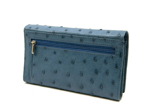 Portefeuille long pour femme en cuir véritable à motif d'autruche, fermeture pliante, style minimaliste, marron, doux, pour un usage quotidien - Product Image 6