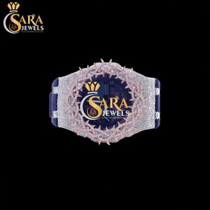 Reloj de Hip Hop para hombre con esfera redonda analógica completamente helada con correa de goma/reloj de moissanita de alta calidad con esfera Crono de trabajo completo - Product Image 2