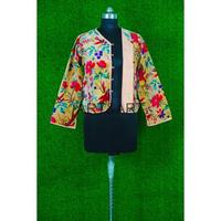 Manteau d'hiver en velours matelassé imprimé et tissé réversible pour femme, à manches trois-quarts, style safari, tricoté et respirant, vente en gros