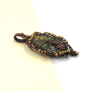 Pendentif Arbre de Vie en Labradorite Fait Main, Enroulé sur Fil, Plaqué Or 18K, Cuivre |   Grande déclaration spirituelle Bohème Anniversaire - Product Image 4