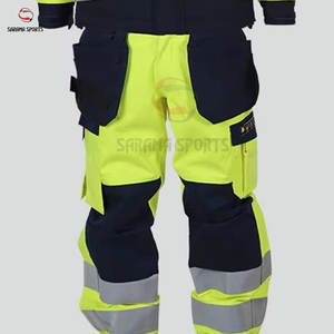 เสื้อแจ็คเก็ตกันหนาวสะท้อนแสงสีเหลืองแบบกำหนดเอง ชุดทำงานสองชิ้น เสื้อแจ็คเก็ตนิรภัยสะท้อนแสงสำหรับฤดูหนาว ชุดความปลอดภัยมองเห็นได้ชัดเจน - Product Image 5