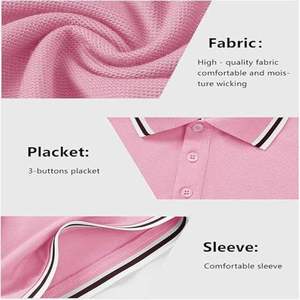Polo de Manga Corta Rosa para Hombre, Tejido de Punto, Color Sólido, Estilo Casual - Product Image 6