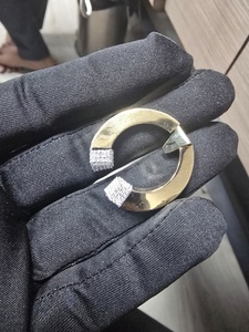 18K <b>Solid</b> Yellow <b>Gold</b> 5 Grams Geometric Modern Circle <b>Pendant</b> Brilliant Cut Zircon Accents Contemporary Unisex Certified - Product Image 2