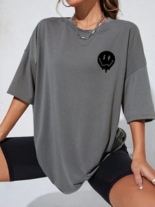 T-shirts en coton surdimensionnés personnalisés avec impression en relief, unisexes, à manches courtes, impression personnalisée, t-shirt décontracté pour femmes, fitness - Product Image 5